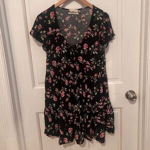 Urban Outfitters Black Dress with Pink Floral Pattern